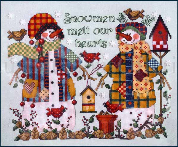 Rare Coleman CrossStitch Kit Wintry Snowpeople Melt our Hearts