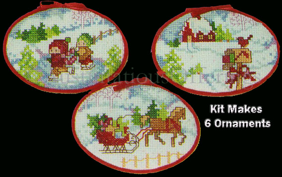 Rare Giampa WinterScenes CrossStitch Kit Christmas Ornaments Set