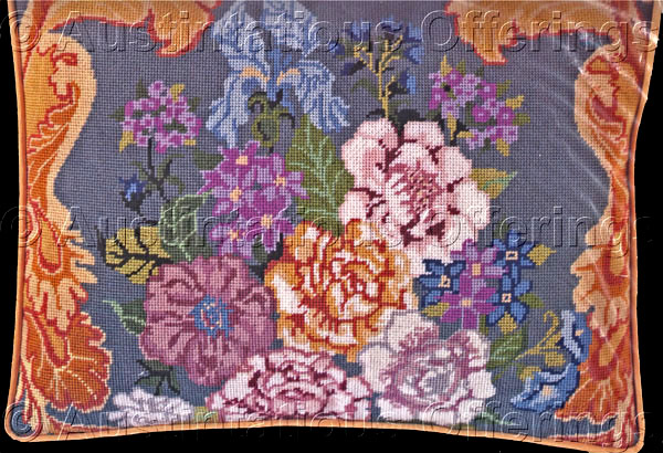 Rare Victorian Spring Blooms Needlepoint Kit Scroll Border