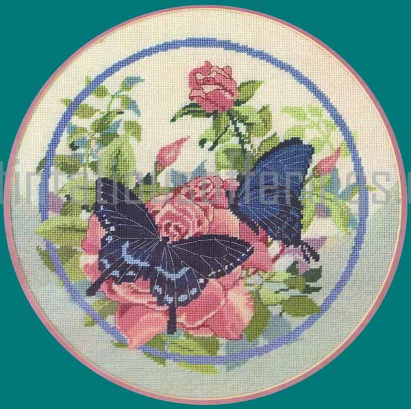 Rare Sweany Swallowtail Butterflies on Roses Needlepoint Kit