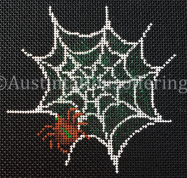 Rare Halloween Needlepoint Canvas Spider Web