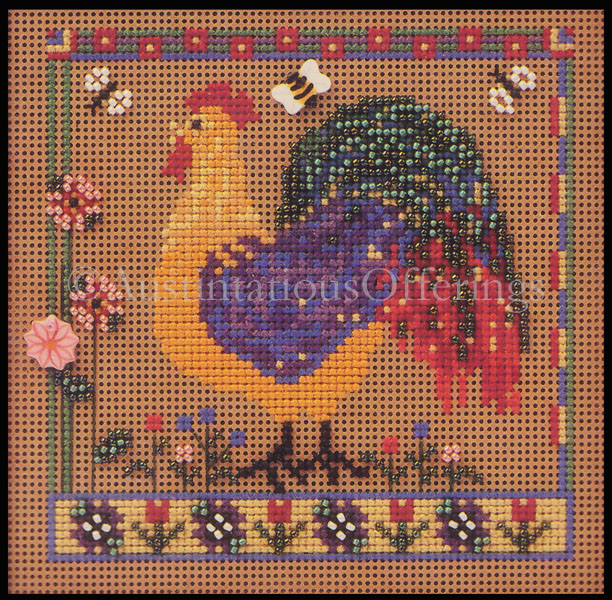 Spring Series  VIII MillHill Buttoned Beaded Kit Crowing Rooster