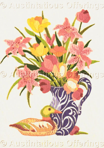 Rare Springtime Still Life Bouquet Crewel Embroidery Kit Veres