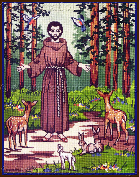 Rare St Francis Inspirational Needlepoint Kit Forest Animals