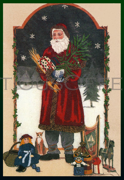 Rare Midnight Woodland Santa Crewel Embroidery Kit St Nick