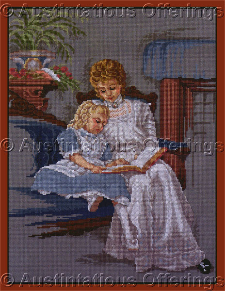 Rare Mark Arian Art Repro CrossStitch Kit Mother Child Storytime