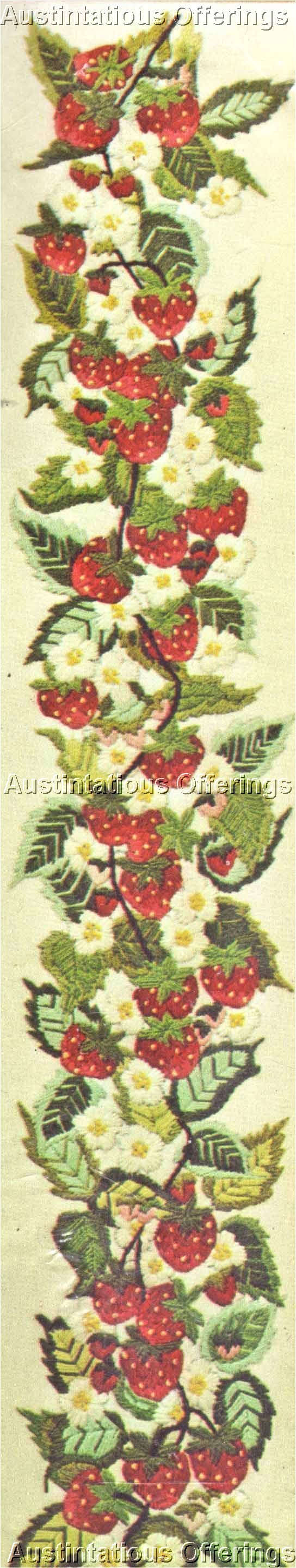 Rare Ripe Strawberries Crewel Embroidery Kit Strawberry Panel
