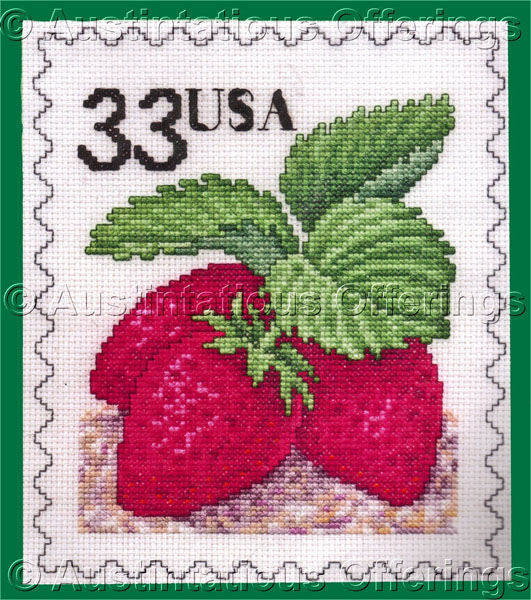 Rare Postal Art Repro Cross Stitch Kit SummerFruits Strawberries