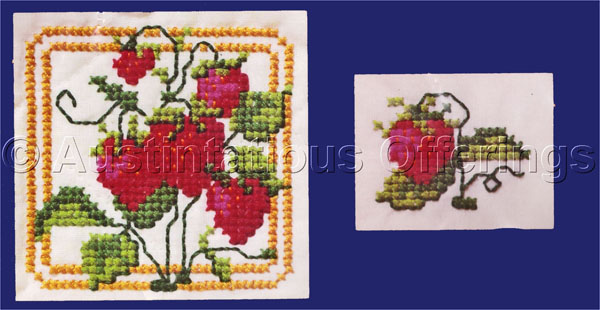 Rare Kiger Strawberries Cross Stitch Kit Waste Canvas Design