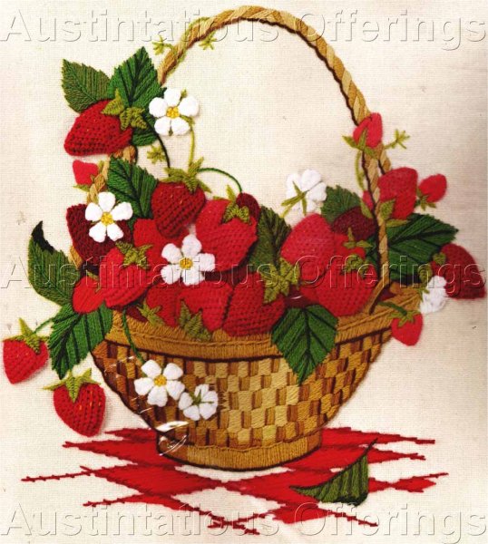 Still Life Fruit Crewel Embroidery Kit Strawberry Basket