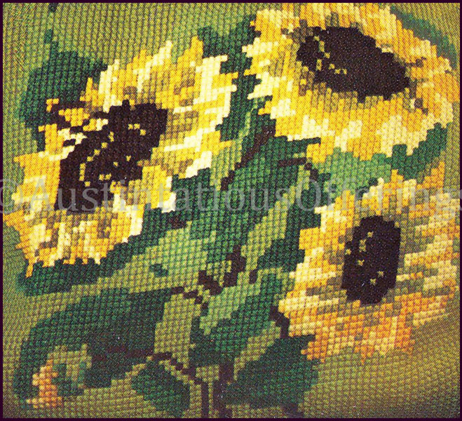 Rare Summer Sunflower Trio Large Count Needlepoint Pillow Kit