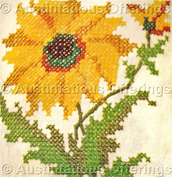 Rare Big Stitch Sunflower Stamped CrossStitch Kit Chunky Wools
