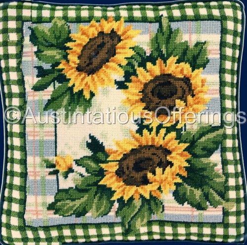 Rare Marchie Country Gingham Sunflowers Needlepoint Kit