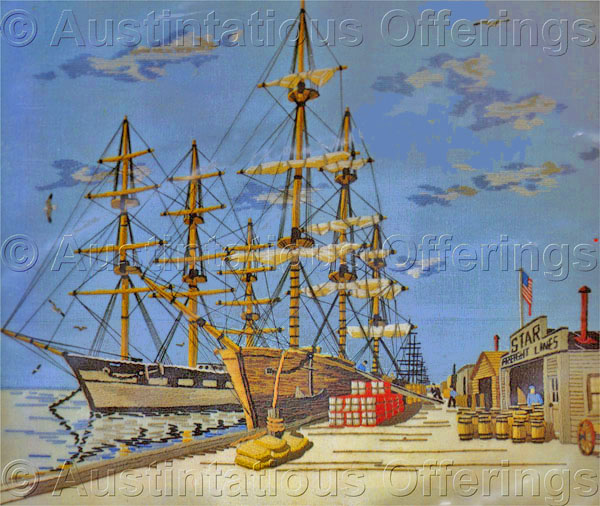 Rare Henning Ocean Wharf Crewel Embroidery Kit Clipper Ship