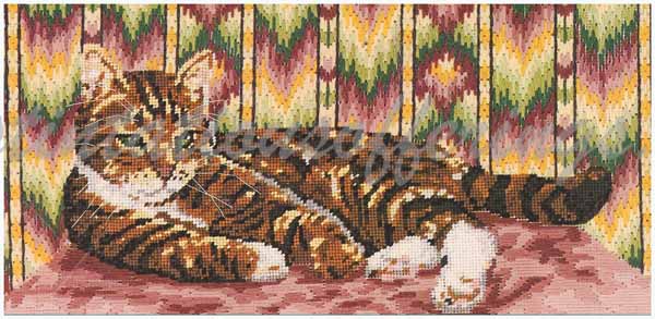 Rare Gibney Orange Tabby Bargello Tapestry Needlepoint Kit