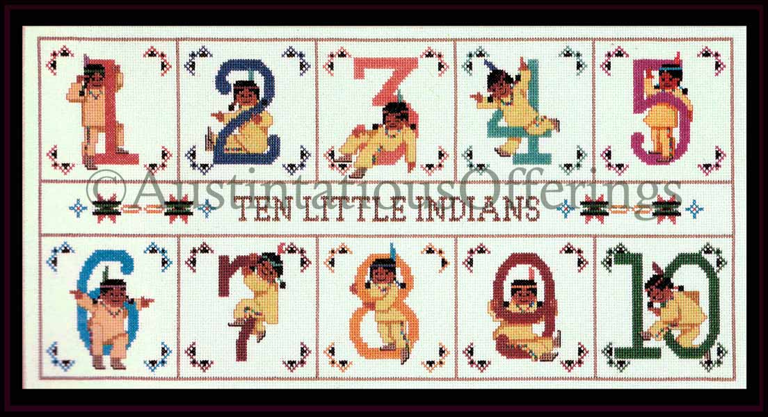 Rare Hernandez Counting Sampler Cross Stitch Kit Little Indians