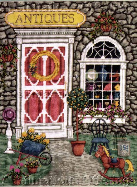 Rare Leclair Red Door Village Antiques Needlepoint Kit Williams