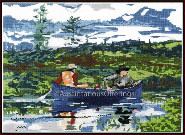 Rare Winslow Homer Fishermen Art Repro CrossStitch Kit Blue Boat