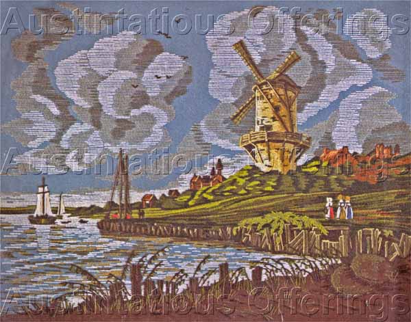 Rare Ruisdael Tower Mill Crewel Embroidery Kit Veres Dutch Art
