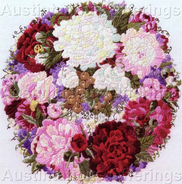 Classical Abundance Floral Wreath Crewel Embroidery Kit Turley