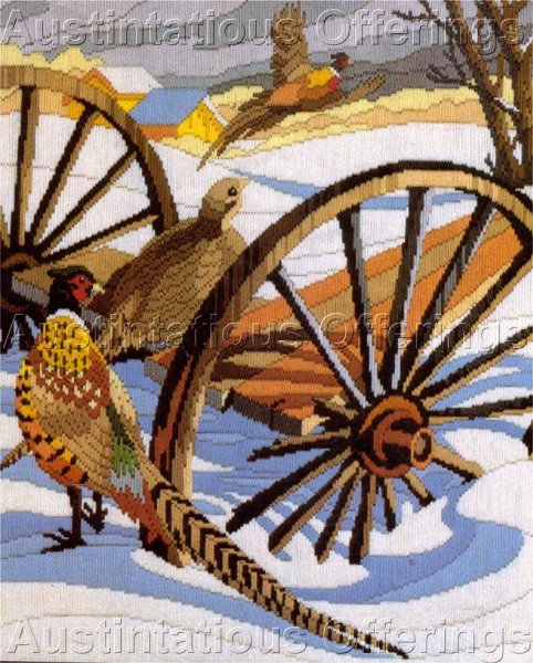 Reinardy Winter Pheasants Longstitch Needlepoint Kit Snowy Wagon