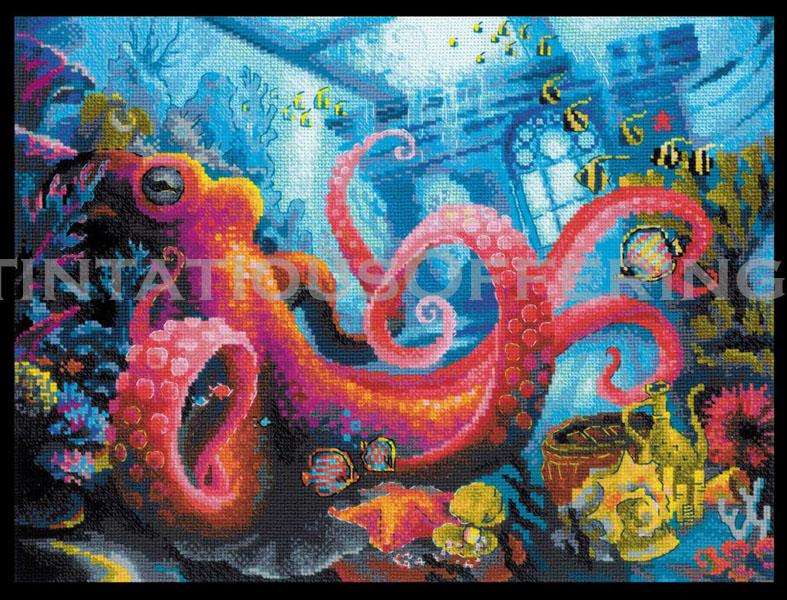 Rare Gusarova Octopus Kingdom Undersea Fantasy Cross Stitch Kit