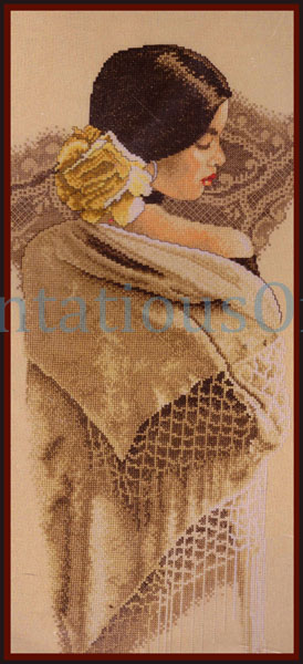 Rare Bogle Figural Art Repro Cross Stitch Kit Woman White Shawl