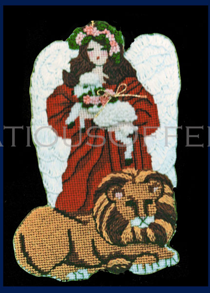 Rare Thomasson Peaceful Kingdom Angel Lion Lamb Needlepoint Kit
