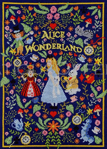 Bothy Alice in Wonderland Cross Stitch Kit Poster Skornsek Looking Glass