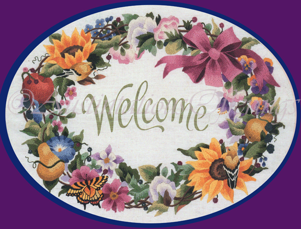Rare Collins Floral Garland Crewel Embroidery Kit Williams Summer Wreath