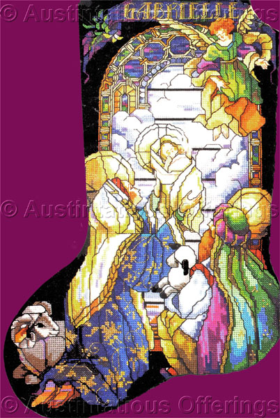 Rare Rossi Stained Glass Holy Nativity Cross Stitch Stocking Kit