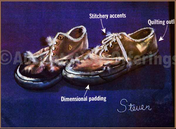 Rare Tennis Shoe Trapunto Quilting Crewel Stitchery Kit