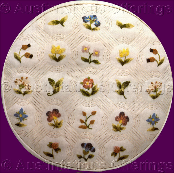 Rare Williamsburg Repro Crewel Embroidery Kit Floral Cap Back