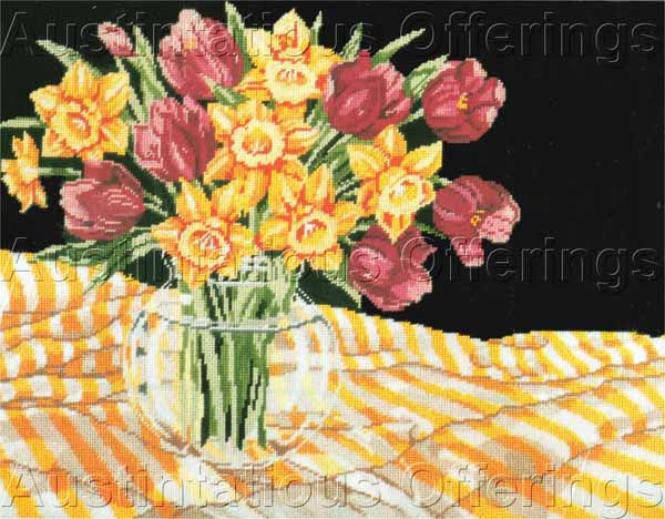 Rare Siegrist Tulip Time Bouquet Needlepoint Kit Spring Daffodil
