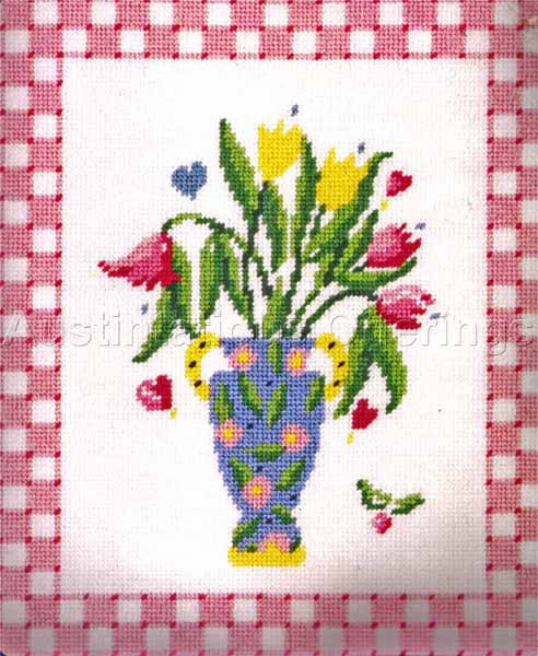 Marna Hill Tulips in Vase DMC Needlepoint Canvas Collection