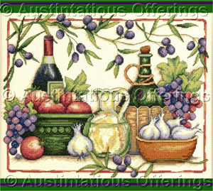 Winget Tuscany Kitchen Still Life Cross Stitch Kit Wine Grapes
