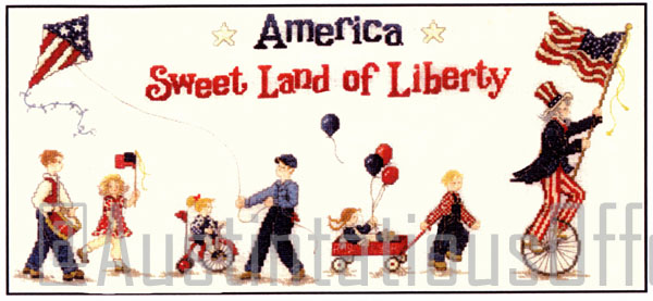 Rare Hillis Land of Liberty Cross Stitch Kit Uncle Sam Parade