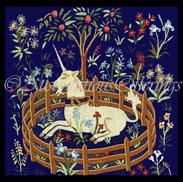 Rare Cluny Tapestries Captive Unicorn Crewel Embroidery Kit Peterson