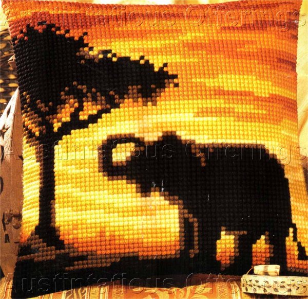 Rare African Sunset Large Count Needlepoint Pillow Kit