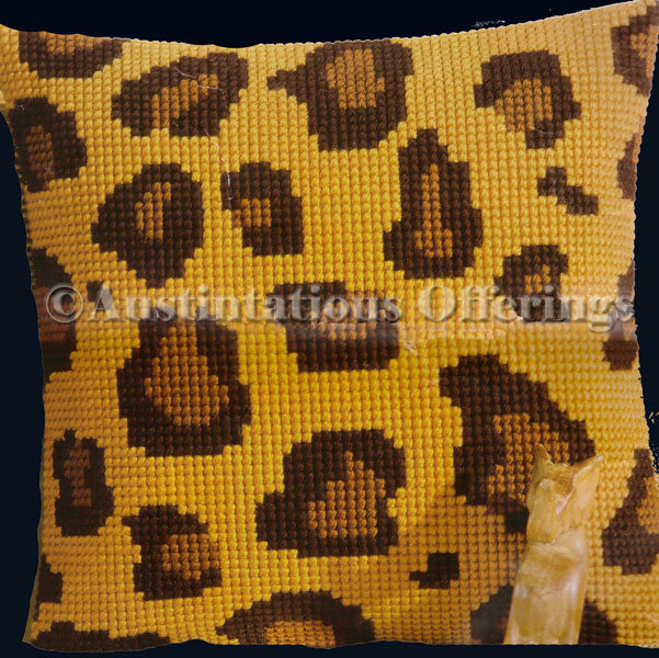 Large Count Tropical Jungle Animal Print Needlepoint Pillow Kit