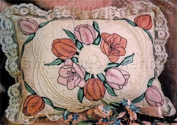 Victorian Floral Candlewicking Crewel Embroidery Kit TulipPillow
