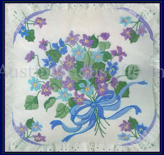 Sweet Violets Chic Pillow Longstitch Crewel Embroidery Kit