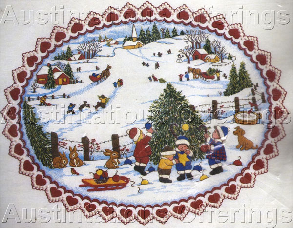 Rare Winter Children Folk Art Adele Veres Crewel Embroidery Kit