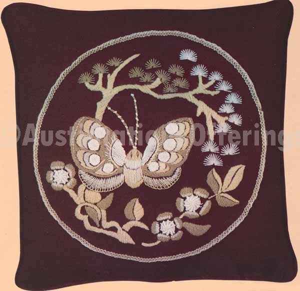 Rare Wilson White Butterfly Contrast CrewelEmbroidery Kit Nature