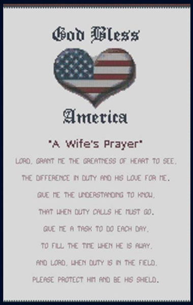 Patriotic Prayers Military Wife CrossStitch Kit Protect Shield