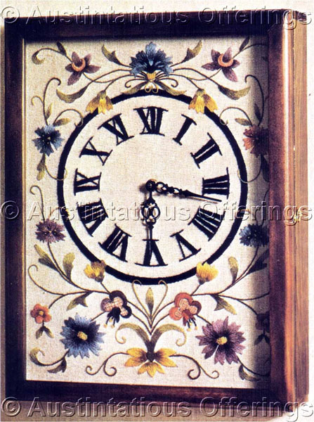 Rare Williams Jacobean Spring Floral Crewel Embroidery Clock Kit