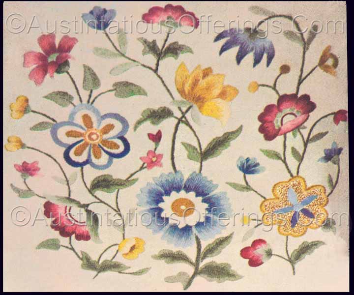 Rare Williams Floral Crewel Embroidery Kit Seat Worthing Flowers