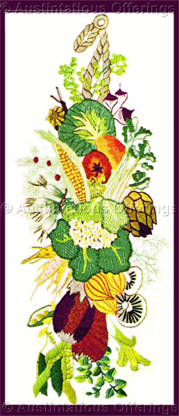 Rare Wilson Harvest Garland Crewel Embroidery Kit Garden Veggies
