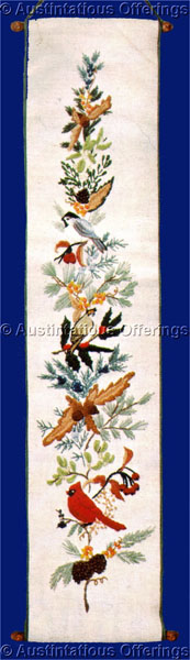 Rare Alexander Evergreen Songbird Crewel Embroidery Bellpull Kit