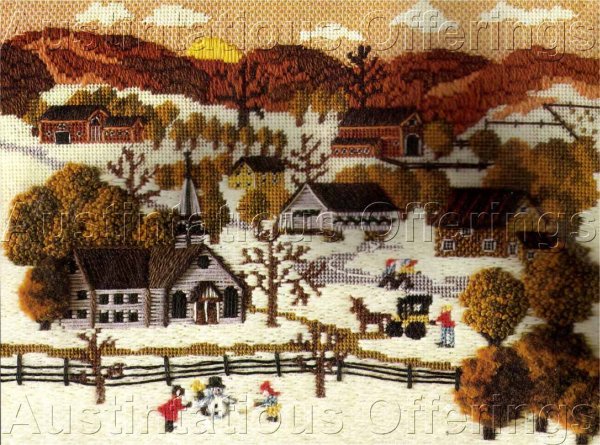 Rare Kaatz Textured Folk Art Needlepoint Kit Winter Fun